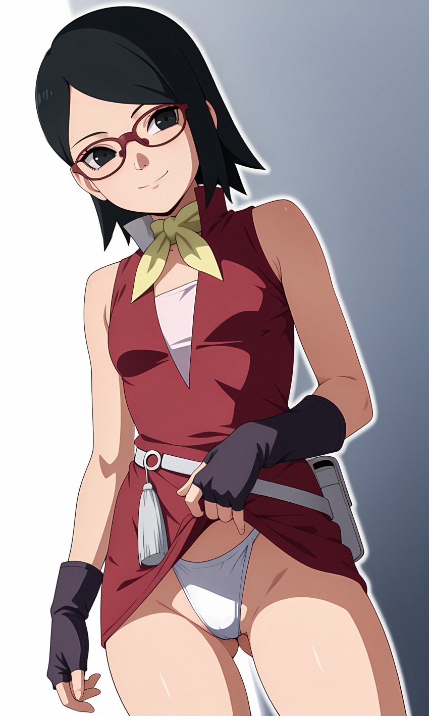 1girls aged_up ai_generated alternate_costume boruto:_naruto_next_generations female_only glasses naruto naruto_(series) sarada_uchiha