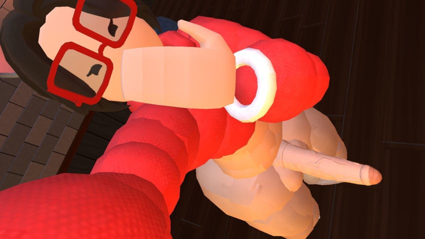 1boy big_ass big_balls big_penis black_hair cat_ears covering_mouth femboy glasses huge_cock rec_room recroom recroom-nsfw smug smug_face thick thick_thighs vr wide_hips