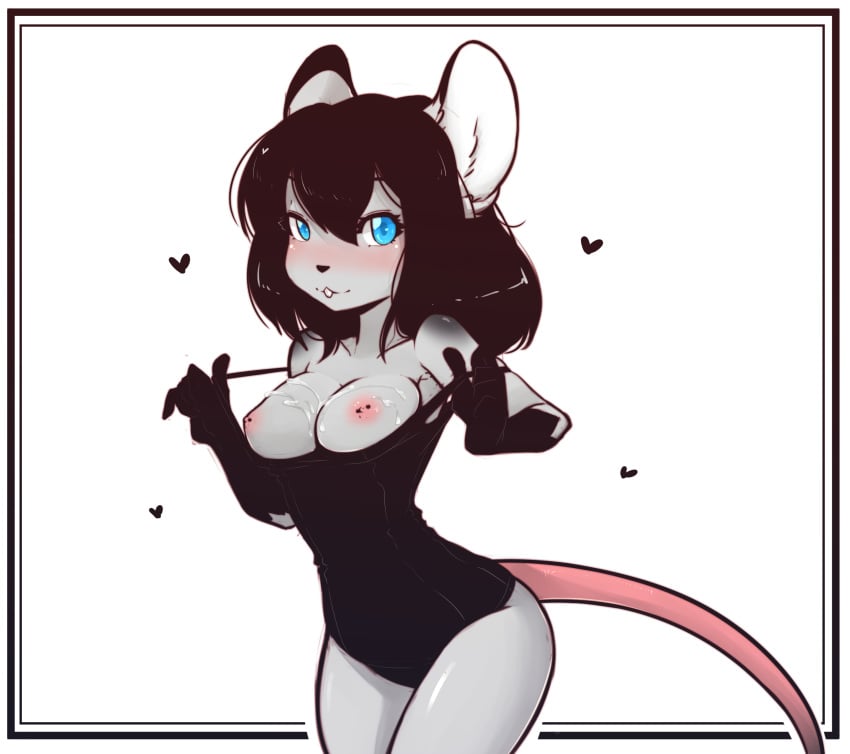 5_fingers anthro breasts breasts_out cum cum_on_breasts female furry mammal mouse nao_mi nipples off_shoulder rodent simple_background smile solo suelix white_background wide_hips