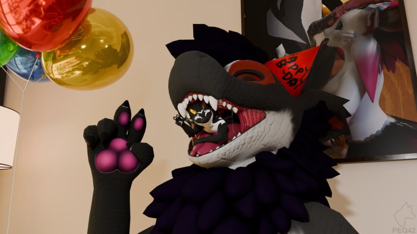 3d animal_genitalia animal_penis anthro anthro_only balloon birthday bodily_fluids body_in_mouth bukkake cum digital_media_(artwork) dragon duo equine_genitalia equine_penis fur furred_dragon furred_scalie genital_fluids genitals hi_res horn imminent_vore inflatable looking_at_viewer male male/male mr_headcrab mythological_creature mythological_scalie mythology nardoragon oral_vore penis peq42 peq_(peq42) red_eyes saliva saliva_string scalie swaggon vore