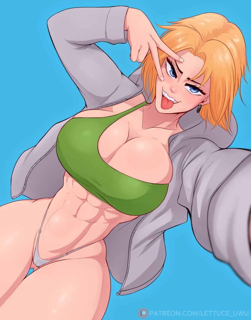 abs big_breasts blonde blonde_female blonde_hair bra fit fit_female grin huge_breasts iq_(rainbow_six) lettuce_uwu muscles muscular muscular_female rainbow_six rainbow_six_siege selfie short_hair tagme thick_thighs thong_panties tongue tongue_out