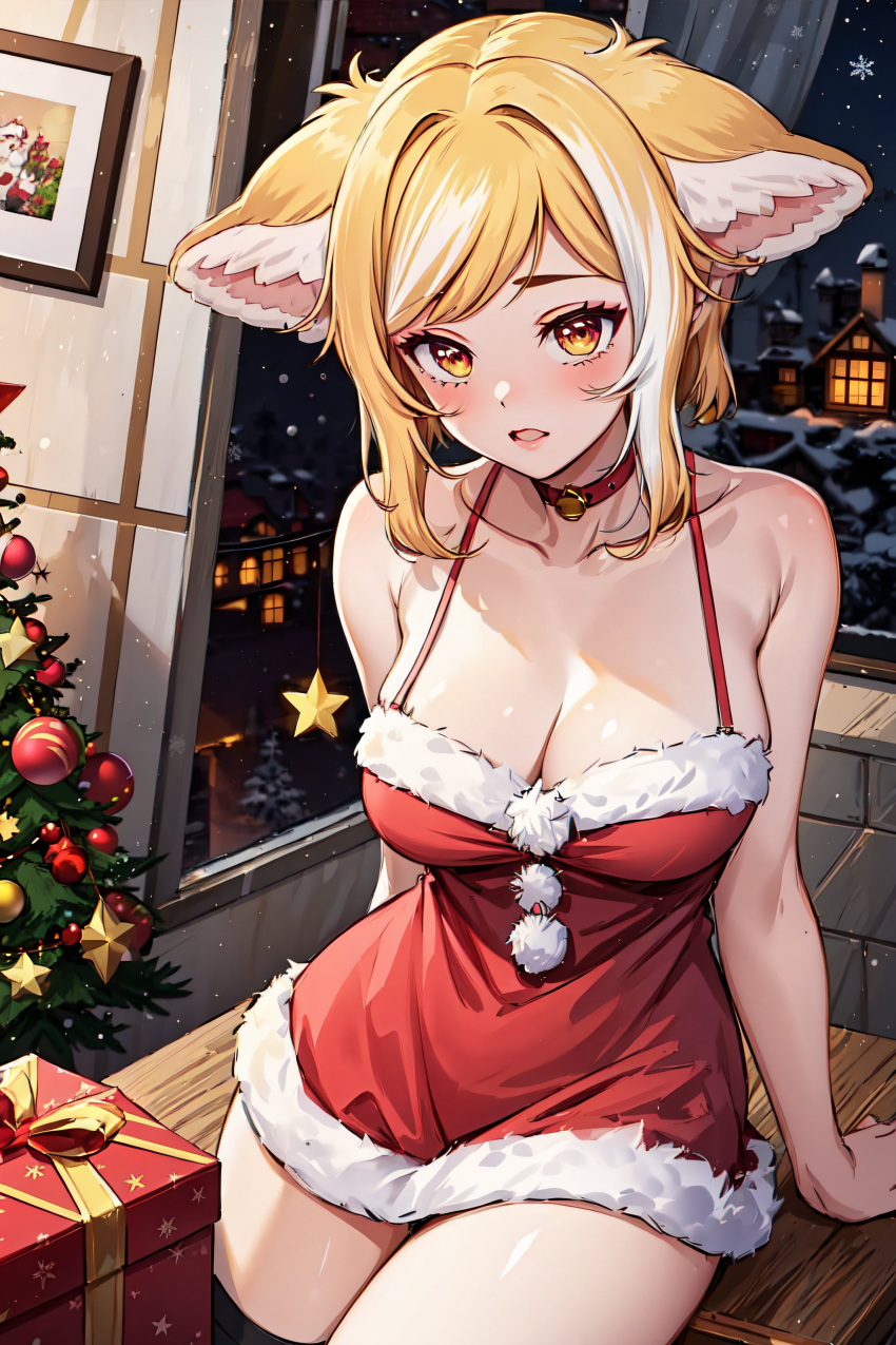 ai_generated christmas christmas_outfit collar juninholara21 large_breasts owozu shubyuwu virtual_youtuber