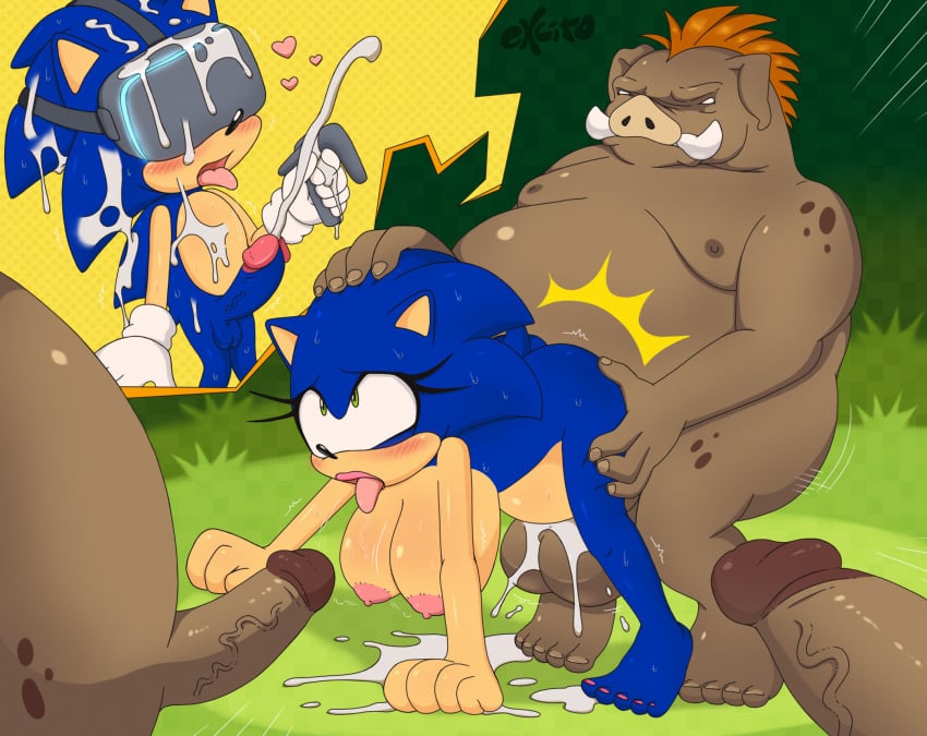 1girls 2boys anthro areolae balls belly blue_fur blue_hair blush breasts cum cum_on_body cum_on_face cumflation cumming cumming_on_self ejaculation erection excito eyelashes fat female female_focus furry genderswap gloves green_eyes hedgehog hedgehog_humanoid hips inflation large_breasts large_penis male male_focus nipples nude nude_female nude_male obese_female orc orgasm orgasm_face overweight overweight_male penis pig rape raped_by_enemy rule_63 saliva sega semen semen_on_body semen_on_face sex sonic_(series) sonic_the_hedgehog sonic_the_hedgehog_(series) stomach sus_(pig) swine testicles thighs tongue tongue_out virtual_reality vr_headset