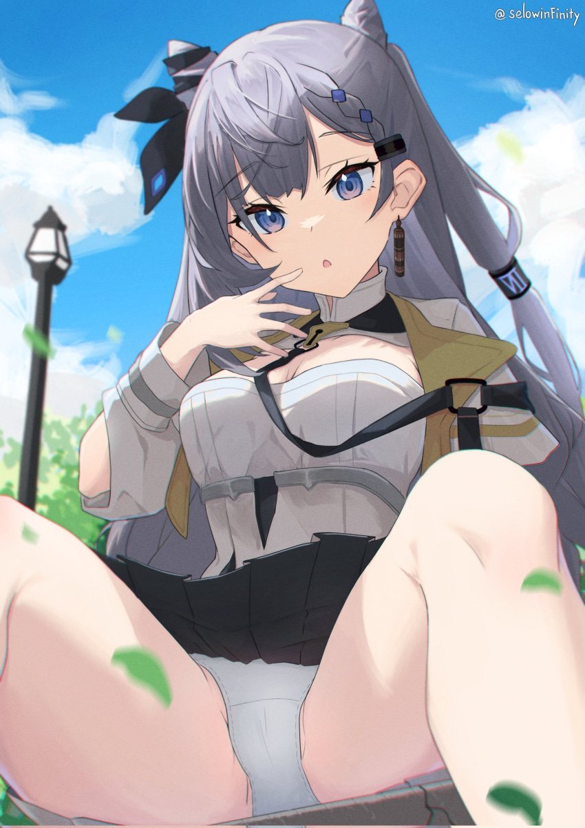 :o clueless from_below hololive hololive_indonesia hololive_indonesia_holoh3ro huge_thighs looking_down low-angle_view panties sitting spread_legs thick_thighs twitter_username upskirt vestia_zeta virtual_youtuber vtuber