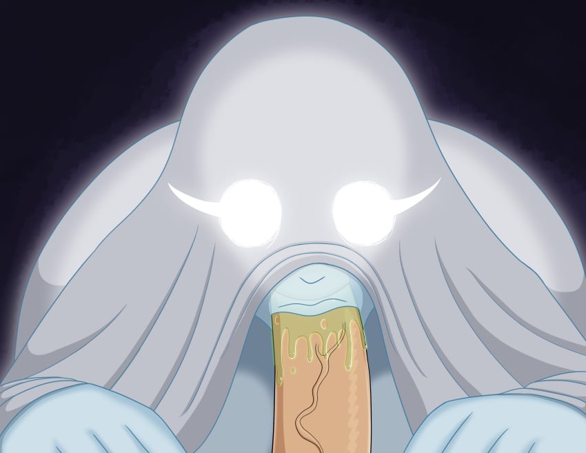 1boy1girl blowjob ghost ghost_girl noxshade oral oral_sex original_character paranormal penis pepper_(noxshade) sequential sheet_ghost slobber slobber_on_penis spooky tagme tongue_out