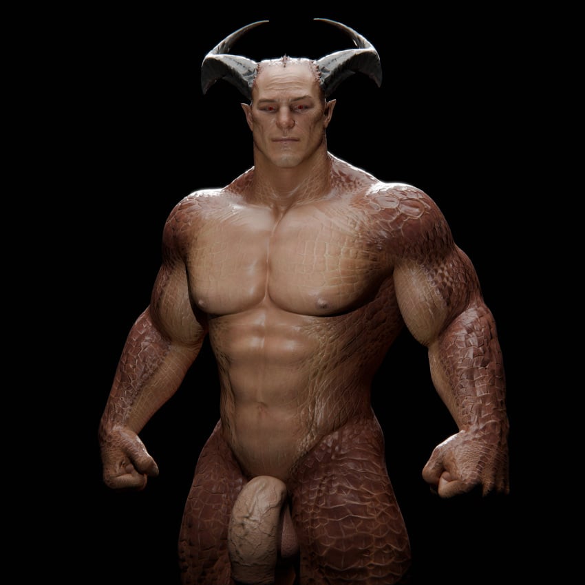 1boy 2_horns 3d abs absurd_res animal_humanoid balls dragon dragon_humanoid general_shao genitals hi_res horn humanoid looking_at_viewer male male_only mortal_kombat mortal_kombat_1_(2023) muscular muscular_humanoid muscular_male nipples pecs penis red_eyes scales shao_kahn solo solo_male vein veiny_penis voluox yaoi