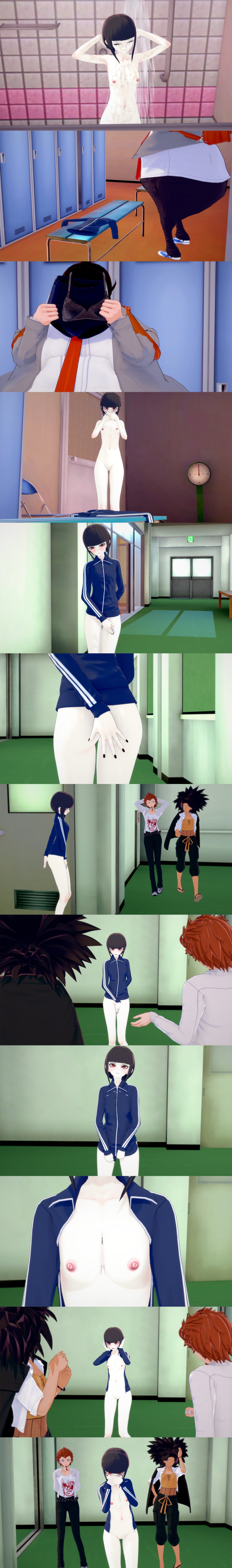 1girls 3d ass black_hair breasts celestia_ludenberg clothes_stolen clothes_theft clothes_thief danganronpa embarrassed_nude_female enf enf_caught enf_trying_to_avoid_being_caught female hagakure_yasuhiro kuwata_leon pussy red_eyes short_hair small_breasts stealing_clothes tagme trying_to_cover_up ultimateenf yamada_hifumi