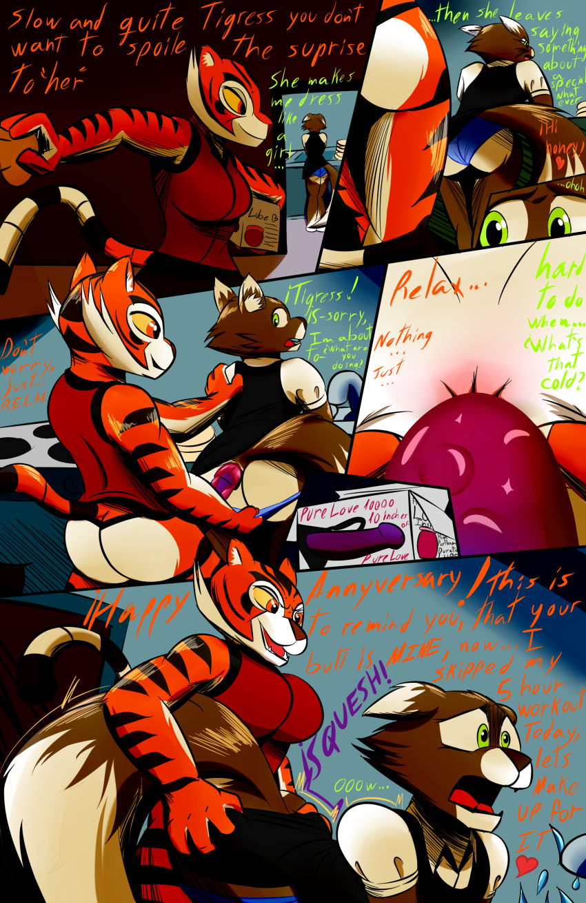 1boy 1girls absurd_res anal anal_sex anthro anus ass butt_grab canid canine carlos_(the-killer-wc) clothed clothing clothing_pull comic crossdressing dialogue dishes dreamworks english_text felid female femboy forced fox hand_on_butt heart hi_res kung_fu_panda lube_on_sex_toy maid_uniform male male/female mammal master_tigress object_in_ass pantherine panties panties_down panty_pull partially_clothed pegging penetration rape sex sex_toy sex_toy_in_ass sex_toy_insertion sink spread_butt spreading surprise_buttsex text the-killer-wc the_killer_wc tiger tkwc_(character) toying_partner underwear underwear_down underwear_pull uniform washing_dishes