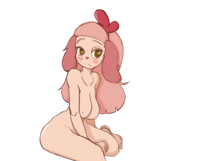 bhloopy breasts canine dofus lou_(dofus) nipples nude ouginak pink_hair