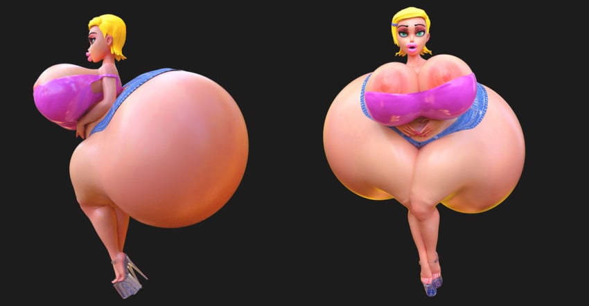 1girls 3d 3d_(artwork) 3d_model ass_body ass_built_separately ben_10 big_lips bimbo blonde_hair cartoon_network female_only gwen_tennyson high_heels huge_ass huge_breasts hyper_ass jackd22 massive_ass massive_breasts pink_lipstick platform_heels