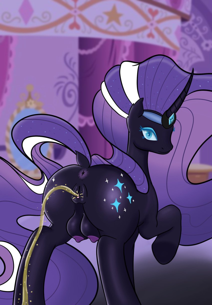 animal_genitalia animal_pussy anthro anus ass big_breasts big_butt breasts equestrian equine hasbro mlp_g4 my_little_pony my_little_pony_friendship_is_magic nightmare_rarity nightmare_rarity_(idw) peeing piss_play pony pussy rarity_(mlp) urine