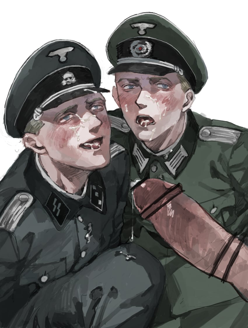 begging bukkake cum_on_face cumshot dick gay male male_only nazi open_mouth schutzstaffel waffen-ss wehrmacht yaoi