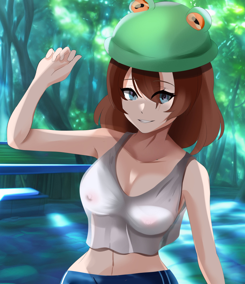 brown_hair hat large_breasts neffario owozu short_hair sirivt virtual_youtuber