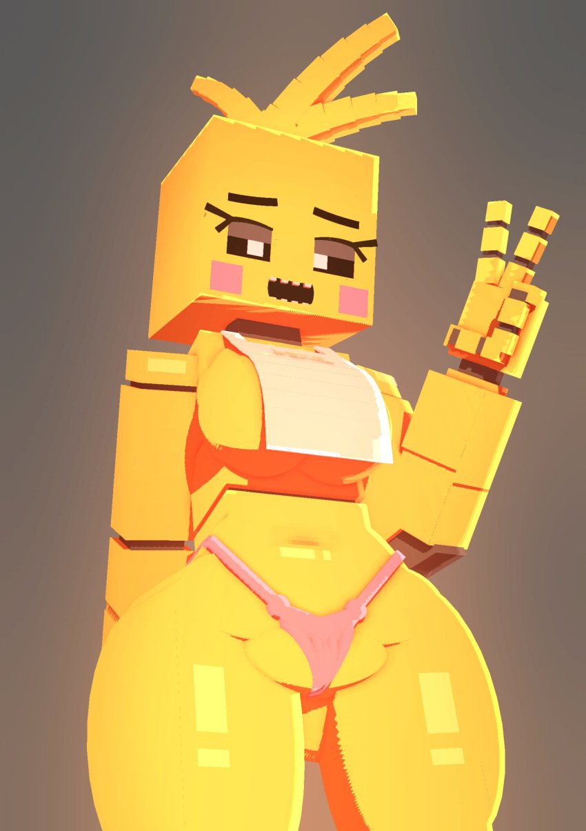 3d 3d_(artwork) animal_humanoid big_breasts bird blueblocky chicken curvy curvy_body curvy_female curvy_figure digital_media_(artwork) female female_only five_nights_at_freddy's five_nights_at_freddy's_2 fnaf fur fur_breasts fur_thick_thighs furry machine mine-imator minecraft open_mouth robot shadow simple_background smooth_skin thighs toy_chica_(fnaf) toy_chica_(love_taste) wide_hips yellow_body yellow_hair