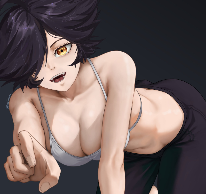 black_hair karmavt large_breasts manasenshou owozu short_hair virtual_youtuber