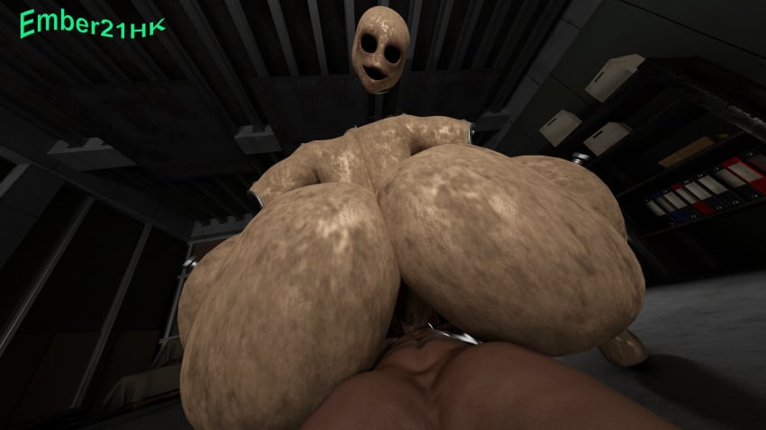 1girls 2k 3d_(artwork) big_ass big_butt blender blender_(software) blender_cycles coil-head_(lethal_company) cowgirl_position dark-skinned_male ember21hk empty_eyes empty_mouth female_focus head_turned hi_res huge_ass huge_butt lethal_company looking_at_viewer looking_back_at_viewer male/female male_penetrating_female male_pov mannequin monster monster_girl nightmare_waifu no_arms on_the_floor riding_penis