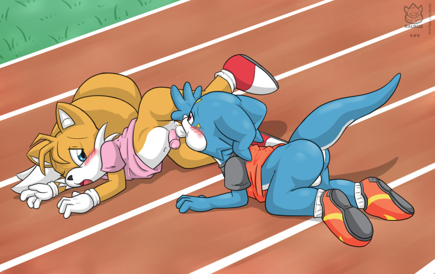 ball_suck balls bottomless canine clothed clothing crossover digimon duo fox gay male mammal mario_and_sonic_at_the_olympic_games oral penis raukue sex sonic_(series) sonic_the_hedgehog_(series) sucking tails veemon yaoi