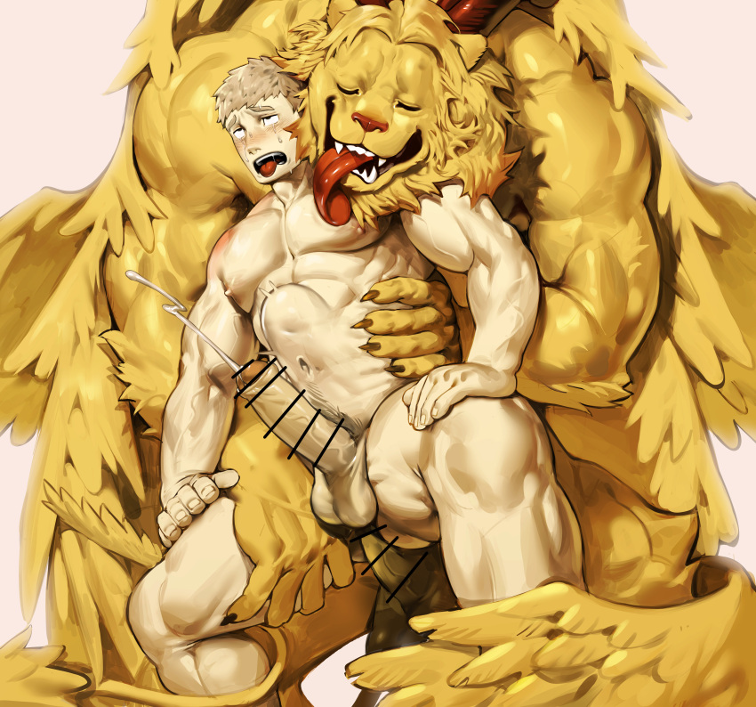 2boys anal anal_sex anthro anthro_penetrated anthro_penetrating_human ass balls bara bara_tits barazoku big_balls big_dom_small_sub big_penis censor_bar censored completely_nude completely_nude_male cum cum_drip cum_dripping_from_penis delicious_in_dungeon dominant dominant_male domination dungeon_meshi duo erection fur furry gay gay_anal gay_domination gay_sex genital_fluids hard_on huge_balls huge_cock laios_touden lion lion_boy male male/male male_focus male_nipples male_only male_penetrated male_penetrating_male male_pubic_hair manly muscular_anthro muscular_male nipples nude orgasm penetration penis sex size_difference solo_male stomach_bulge winged_lion_(dungeon_meshi) yaoi