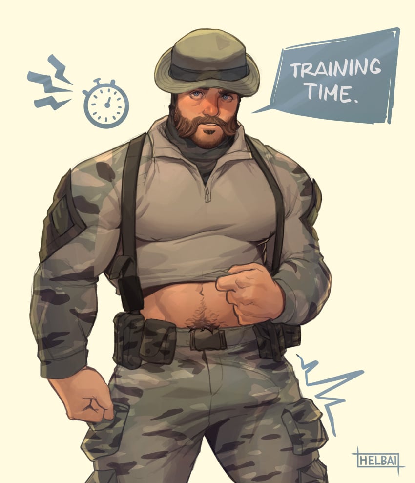 1boy activision bara barazoku beard bulge call_of_duty call_of_duty:_modern_warfare_2 call_of_duty_modern_warfare_2_(2022) captain_price clothing daddy erection_under_clothes facial_hair gay hairy john_price looking_at_viewer male male_focus male_only male_pubic_hair manly mature_male muscular_male penis_outline solo solo_male tight_clothing whyhelbram yaoi