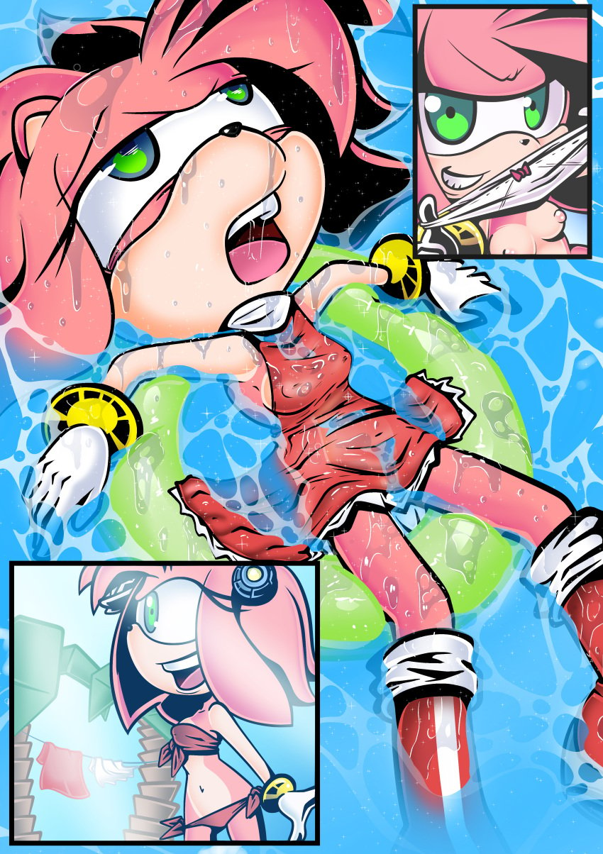 amy_rose breasts floatie panties pix-n-tix sega sonic_(series) swimsuit water wet