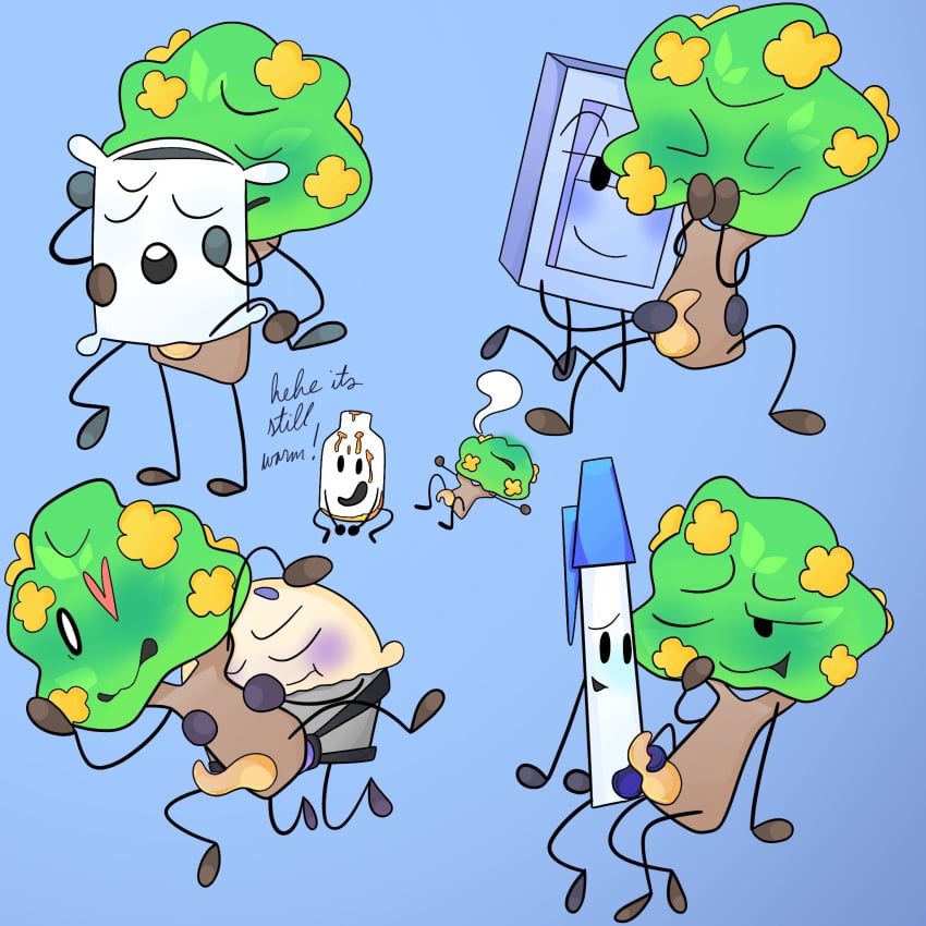 battle_for_dream_island bfb bfdi bottle bottle_(bfdi) gangbang gay_gangbang gay_sex light_switch liy_(bfdi) object_shows pen_(bfdi) pie_(bfdi) pillow pillow_(bfdi) sex strap-on tpot tree tree_(bfdi)