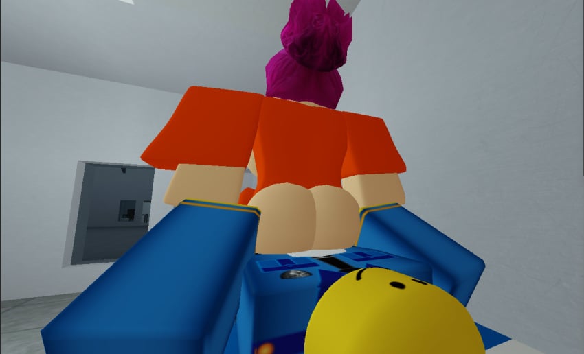 1boy 1girls 3d ass big_ass big_breasts breasts cum cum_inside female orange_jumpsuit penis pink_hair prison prison_cell prison_guard prison_uniform prisoner reverse_cowgirl reverse_cowgirl_position roblox robloxian self_upload straight tagme vagabondxd