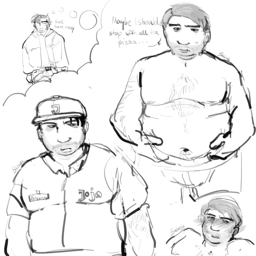 artist beer_belly belly chubby chubby_male farmer_(stardew_valley) fat male male_only shane_(stardew_valley) sketch skizzle stardew_valley