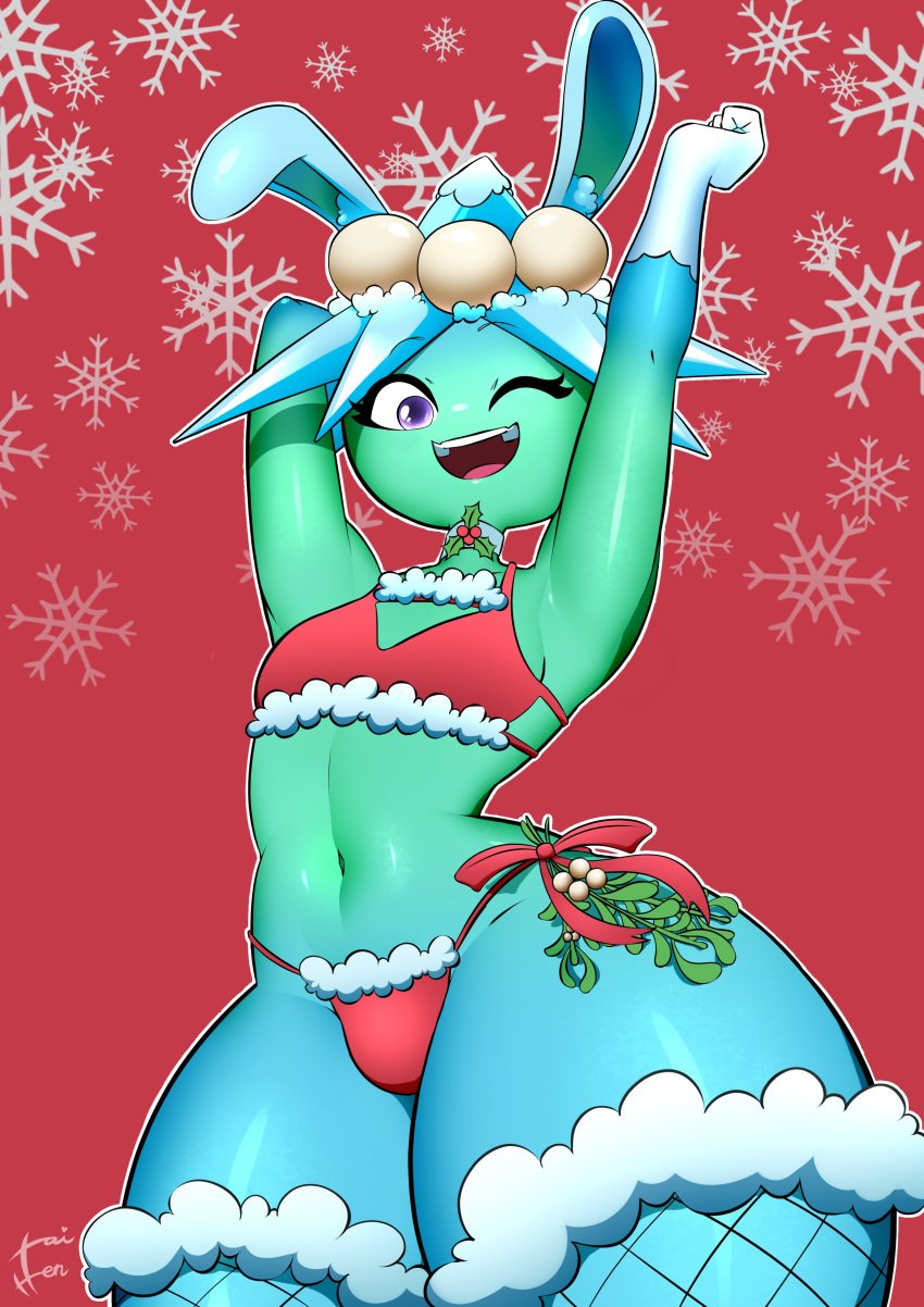 1boy bikini bottom_heavy christmas_bikini femboy hi_res male male_only missile_toe_(pvz) plants_vs_zombies rule_63 tagme taihen_(artist)