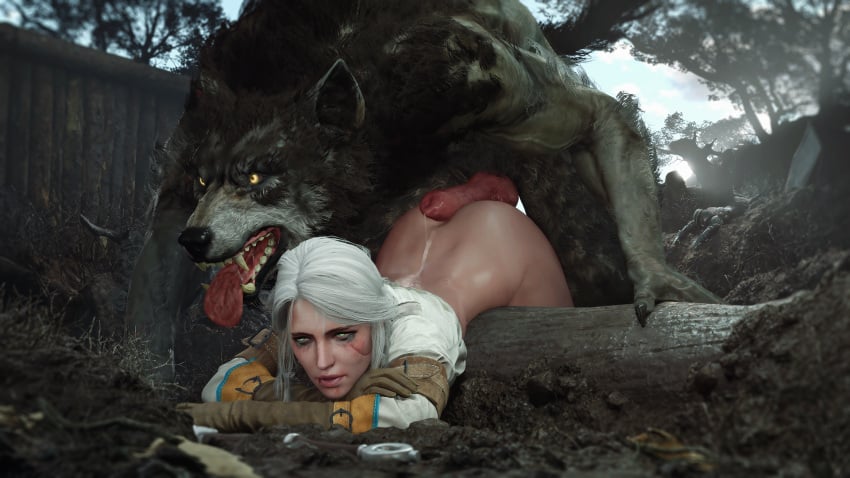 1boy 1boy1girl 1girls 1monster 3d 3d_(artwork) absurdly_large_cock after_sex anthro_on_human athazel bent_over between_ass between_buttocks big_penis canine_penis cd_projekt_red ciri cum cum_in_ass from_behind_position green_eyes huge_cock imminent_penetration imminent_sex interspecies large_penis monster monster_cock monsterfucker monsterfucking on_ground penis_between_ass straight tagme the_witcher_(series) the_witcher_3:_wild_hunt tied_hair werewolf white_hair