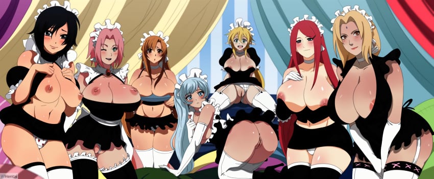 6+girls 7girls anus areolae ass big_breasts black_eyes black_hair blonde_hair blue_eyes blush breasts breasts_bigger_than_head brown_eyes brown_hair cameltoe crossover dress eastern_and_western_character elf female female_only green_eyes huge_breasts innie_pussy inusen large_breasts leafa legwear long_hair looking_at_viewer maid maid_headdress maid_uniform milf multiple_girls naruto nipples open_mouth panties_between_pussy pink_hair pussy red_hair ruby_rose rwby sakura_haruno short_hair silver_hair smile source_request sword_art_online sword_art_online:_fairy_dance sylph tight_clothes tsunade uzumaki_kushina wedgie weiss_schnee yuuki_asuna