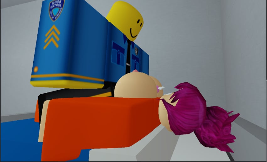 1boy 1girls 3d ass big_ass big_breasts breasts cum cum_on_face cumming female male_on_top maledom orange_jumpsuit paizuri penis pink_hair prison prison_cell prison_guard prison_uniform prisoner roblox robloxian self_upload straight tagme titjob vagabondxd