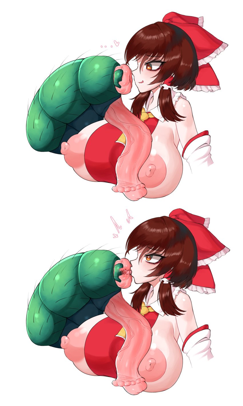 1girls 1insect anus bow censored clothing cum dallim duo female female_focus fly insect insectophilia insects large_ass large_breasts large_penis panties penis reimu_hakurei rimjob rimming touhou x-ray zoophilia