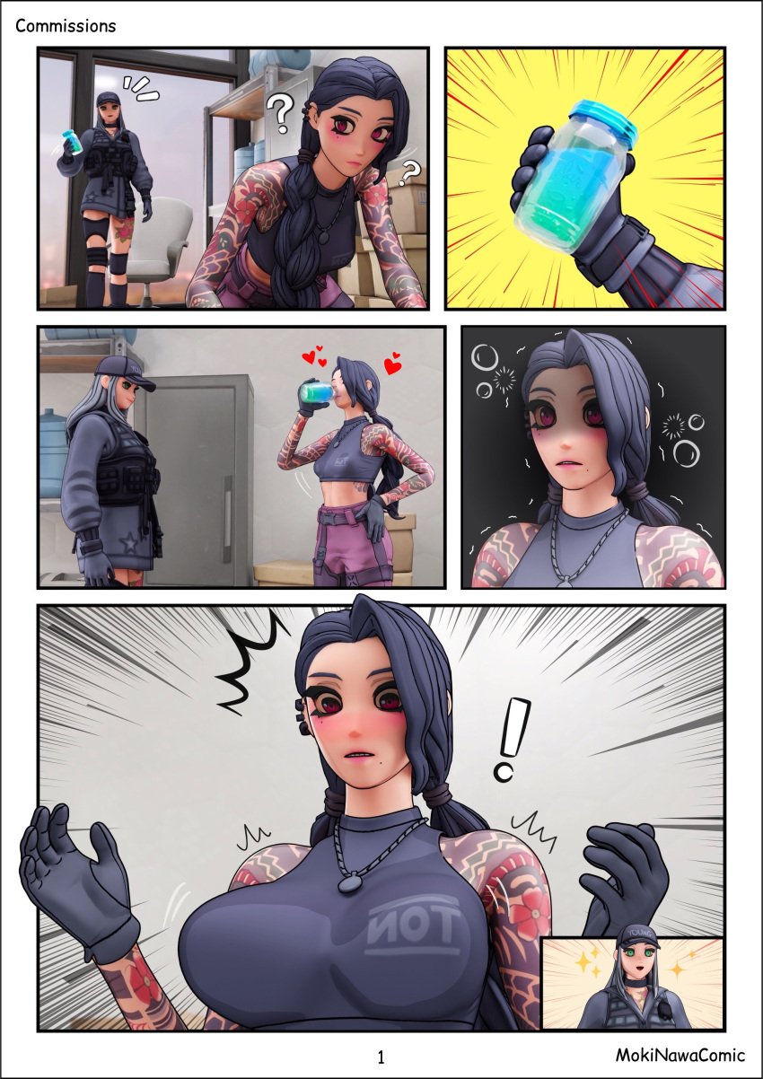 big_breasts breast_expansion chigusa_(fortnite) fortnite megumi_(fortnite)