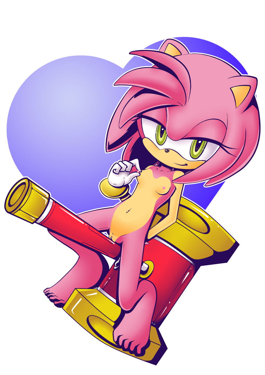 amy_rose bracelet breasts feet furry gloves hammer nude nude_female pinching_nipples pix-n-tix pussy sega small_breasts smile sonic_(series)