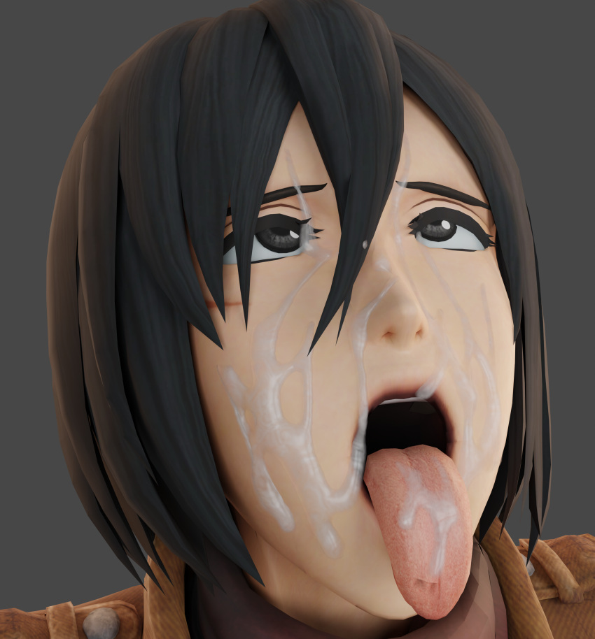 ahe_gao attack_on_titan cum cum_on_face mikasa_ackerman mrgtsfloop shingeki_no_kyojin