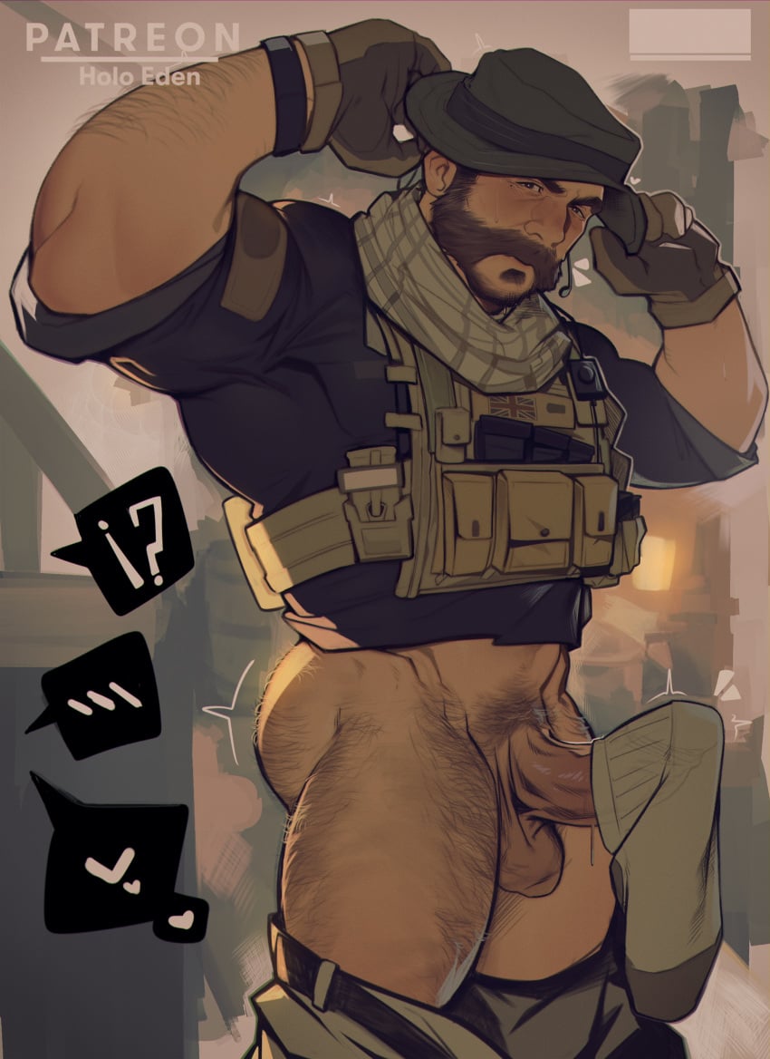 1boy activision balls bara barazoku beard big_balls big_penis blush body_hair bulge call_of_duty call_of_duty:_modern_warfare_2 call_of_duty_modern_warfare_2_(2022) captain_price clothing daddy erection facial_hair gay hairy hairy_arms hairy_male holo_eden huge_cock john_price looking_at_viewer male male_focus male_only male_pubic_hair manly mature_male muscular_male nude pants_down penis sock_on_penis solo solo_male tight_clothing yaoi