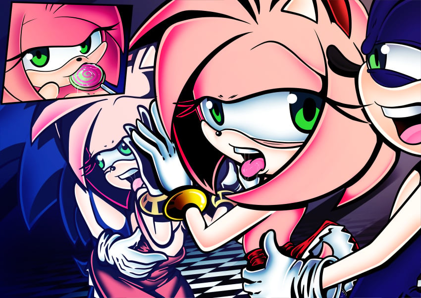 amy_rose breasts female furry lollipop mirror_reflection missionary_position pix-n-tix sega sonic_(series) sonic_the_hedgehog topless_female