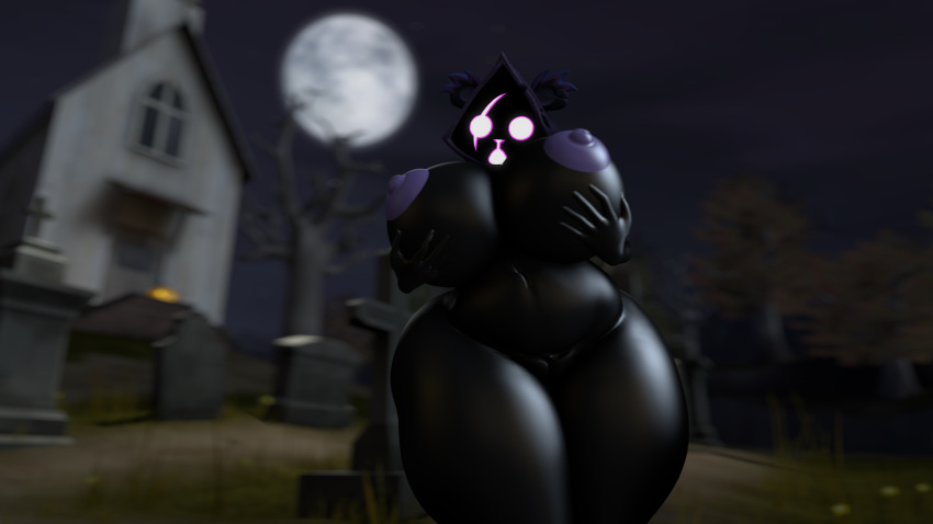 3d big_breasts black_body breasts cemetery eroroerozone female female_only fortnite grabbing_own_breast holding_breast huge_breasts large_breasts moon night nipples nude outside purple_nipples raven_team_leader sfm solo tagme