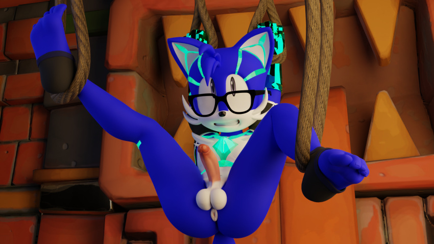 3d anthro anus balls barefoot bondage bound canid canine chest_crystal chrystix_(twintails3d) crystal digital_media eyewear fan_character fox fuckboy genitals glasses hi_res male male_only mammal penis restraints rope rope_bondage sega solo sonic_(series) sonic_the_hedgehog_(series) spread_legs spreading suspension twintails3d