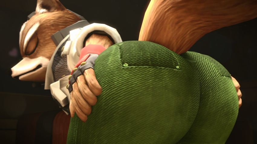 1boy 3d anthro ass ass_focus big_ass extrachunkthis fox_mccloud furry gay male male_only solo solo_male star_fox tight_clothing tight_pants