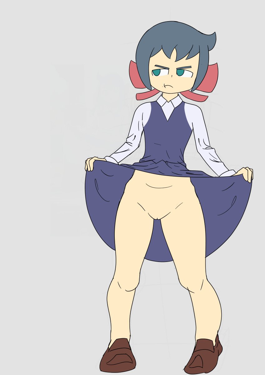 1girls constanze_amalie_von_braunschbank-albrechtsberger el_brandy female female_only flashing_pussy little_witch_academia pussy skirt_lift solo