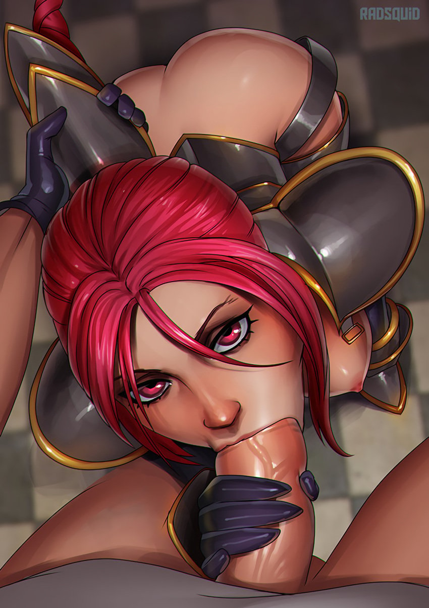 areolae ass breasts fellatio female ironscale_shyvana league_of_legends looking_at_viewer male nipples oral partial_male pov radsquid red_hair shyvana straight