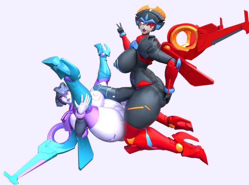 1futa 1girls artist_upload breasts cock_shock female futanari hand_on_butt huge_ass huge_breasts huge_cock intersex legs_up peace_sign slipstream transformers trawert windblade