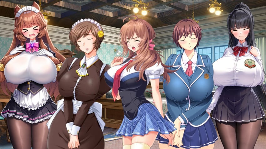 13cm 5girls abel_howlicia ai_generated akagi_rio bed bedroom black_hair blue_eyes blush breasts brown_hair closed_eyes closed_mouth clothed_female conversation derauea emblem enormous_breasts enormous_tits female female_only flower frightened fukunaga_koharu game_cg gigantic_breasts gigantic_tits huge_breasts huge_tits hyper_breasts hyper_tits inami_mashiro ishihara_souka kyonyuu_reijou_mc_gakuen long_hair lune maid maid_headdress maid_outfit maid_uniform married_female massive_breasts massive_tits mature_female milk_factory mochizuki_nozomu momina_chichizaki motto!_haramase!_honoo_no_oppai_isekai_ero_mahou_gakuen! motto!_haramase!_honoo_no_oppai_isekai_oppai_bunny_gakuen! motto!_haramase!_honoo_no_oppai_isekai_oppai_maid_gakuen! motto!_haramase!_honoo_no_oppai_isekai_oppai_meido_gakuen! necktie necktie_between_breasts nonomiya_momoko ole-m open_mouth purple_eyes rose_(flower) saimin_class school_skirt school_uniform schoolgirl schoolgirl_uniform shimai_tsuma_3 short_hair skyhouse sleepover sleepover_party super_breasts super_tits talking teenage_girl teenager tits werewolf_girl wife window wives wolf_ears yellow_eyes yellow_rose