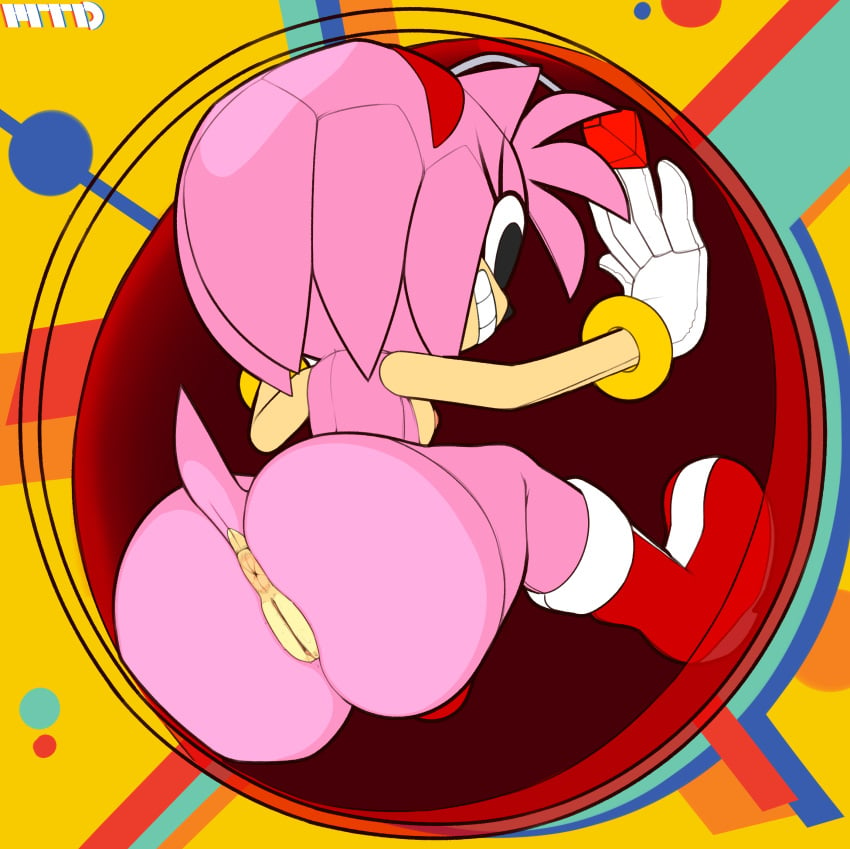 absurd_res alternate_body_type amy_rose anus ass female female_only footwear fur furry furry_only handwear hi_res marthedog mostly_nude naked nude pink_hair pussy rear_view sega solo solo_female sonic_(series) tail