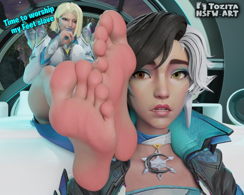 2girls 3d asian asian_female barefoot emma_frost emma_frost_(marvel_rivals) feet female foot_fetish interracial interracial_yuri luna_snow luna_snow_(marvel_rivals) marvel marvel_rivals mutant_(marvel) soles tozitansfwart x-men
