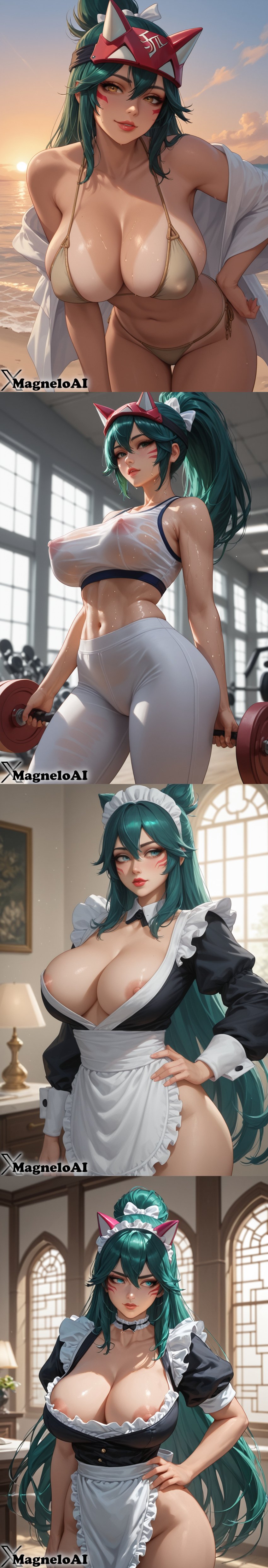 1girls ai_generated almost_naked belly belly_button big_breasts blizzard_entertainment bra breasts busty busty_female curvaceous curvy curvy_body curvy_female curvy_figure double_bun exercise exposed exposed_nipples face_markings female female_focus female_only fit fit_female green_eyes green_hair gym gym_clothes gym_uniform hand_on_hip hazel_eyes headgear headwear highres huge_breasts indecent_exposure kiriko_(overwatch) leaning leaning_forward light light-skinned_female light_skin lips long_hair looking_at_viewer magnelo maid maid_headdress maid_outfit maid_uniform makeup multiple_poses multiple_views nip_slip nipple_bulge nipple_slip nipples nipples_visible_through_clothing outdoors overwatch overwatch_2 puffy_areola puffy_nipples see-through see-through_clothing see-through_shirt see-through_top sexy skimpy skimpy_bikini skimpy_clothes skimpy_outfit smile smiling smiling_at_viewer standing sunlight sunset sweat sweatdrop sweating sweatpants sweaty sweaty_breasts tan-skinned_female tan_body tan_skin tanline tanned tanned_skin thick thick_hips thick_thighs tight_clothes tight_clothing training twitter twitter_logo twitter_username visible_nipples wet wet_body wet_clothes wet_clothing yoga_pants