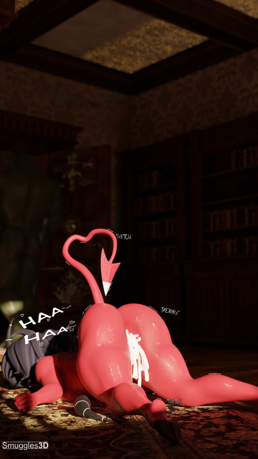 3d_(artwork) 9:16 after_rape after_sex ass big_butt bodily_fluids breasts broken_horn cum cum_in_pussy cum_inside demon demon_humanoid detailed_background dialogue digital_media_(artwork) duo erection female genital_fluids genitals heart_shaped_tail helluva_boss hi_res hooves horn humanoid imp male male/female millie_(helluva_boss) muscular muscular_female nude pussy red_body red_eyes saliva smuggles3d sweat tail thick_thighs vaginal_fluids