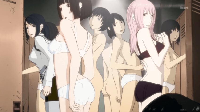 knights_of_sidonia locker_room nude_female panties pink_hair sidonia_no_kishi sports_bra