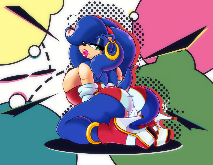 1girls ass beauty_mark bimbo breasts busty cameltoe dat_ass elbow_gloves eyeshadow female female_only genderswap hair_over_one_eye hedgehog high_heel_boots high_heels hoop_earrings huge_breasts lipstick makeup rule_63 solo sonic_(series) sonic_the_hedgehog sonique_the_hedgehog teer voluptuous